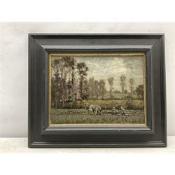 English School (20th century): Horses Ploughing, oil on canvas board unsigned 22cm x 30cm