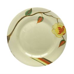 Clarice Cliff for Newport Pottery plate in Yellow Rose pattern, with printed mark beneath, D23cm