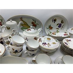 Royal Worcester Evesham pattern dinner and tea wares, comprising five tureens, seven coffee cup, ten tea cups and saucers, coffee pot, jug and various serving bowls etc, along with Royal Worcester Pastorale pattern tea ware, including ten cups and saucers, ten side plates etc.  .