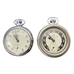 Ingersoll Ltd Triumph chrome plated pocket watch, with secondary dial, together with a Smiths Empire nickel plated pocket watch, with secondary dial