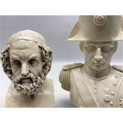 Italian bust of Napoleon Bonaparte, signed G. Ruggeri, together with three other busts, tallest H23cm