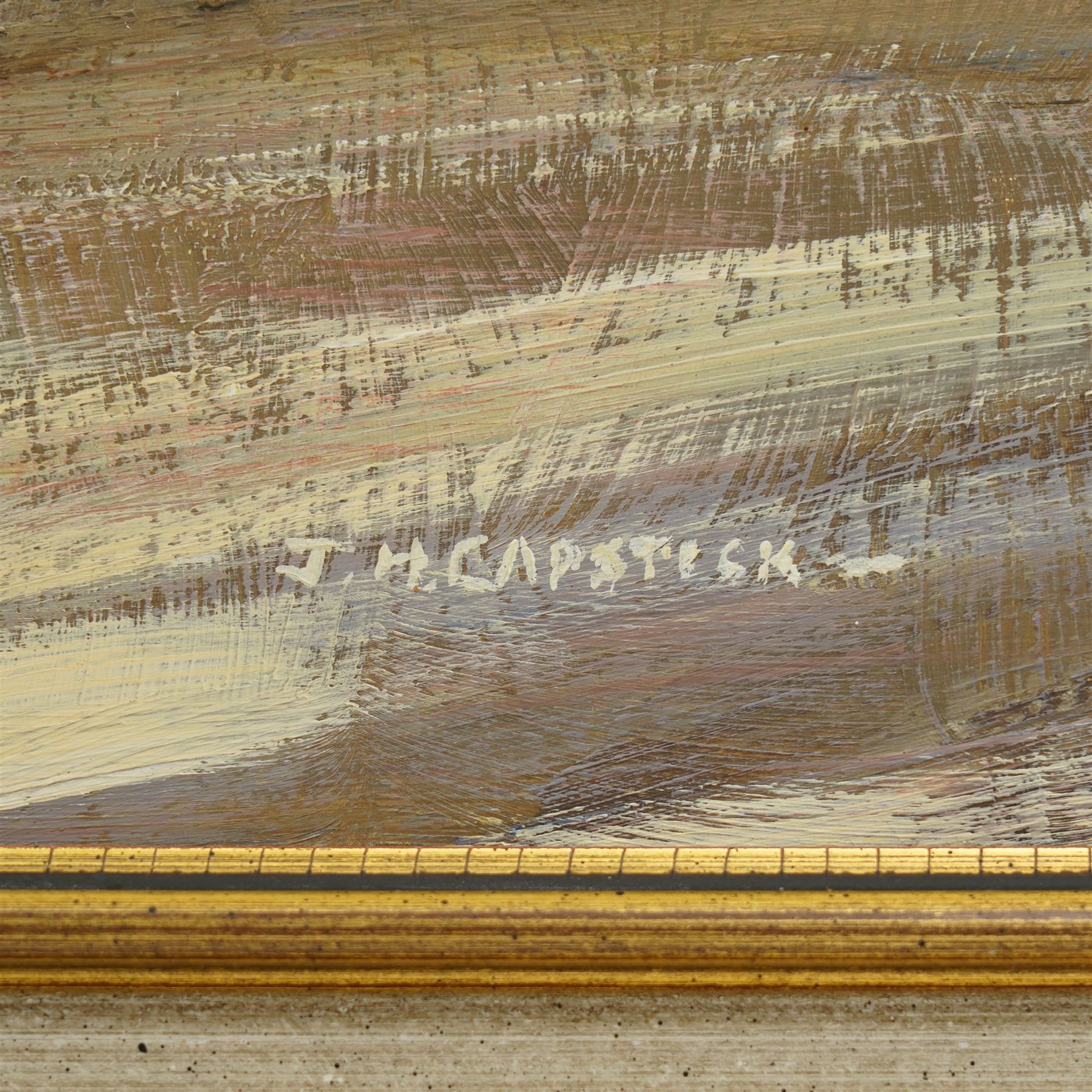 John H Capstick (British 20th century): 'Summer Wolds', oil on board signed, artists label verso 49cm x 75cm