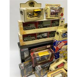 Various die-cast model vehicles including Corgi boxed set 'Fighting Machines', Corgi special edition Weetabix boxed set, various boxed Lledo days gone vehicles and a number of loose vehicles etc