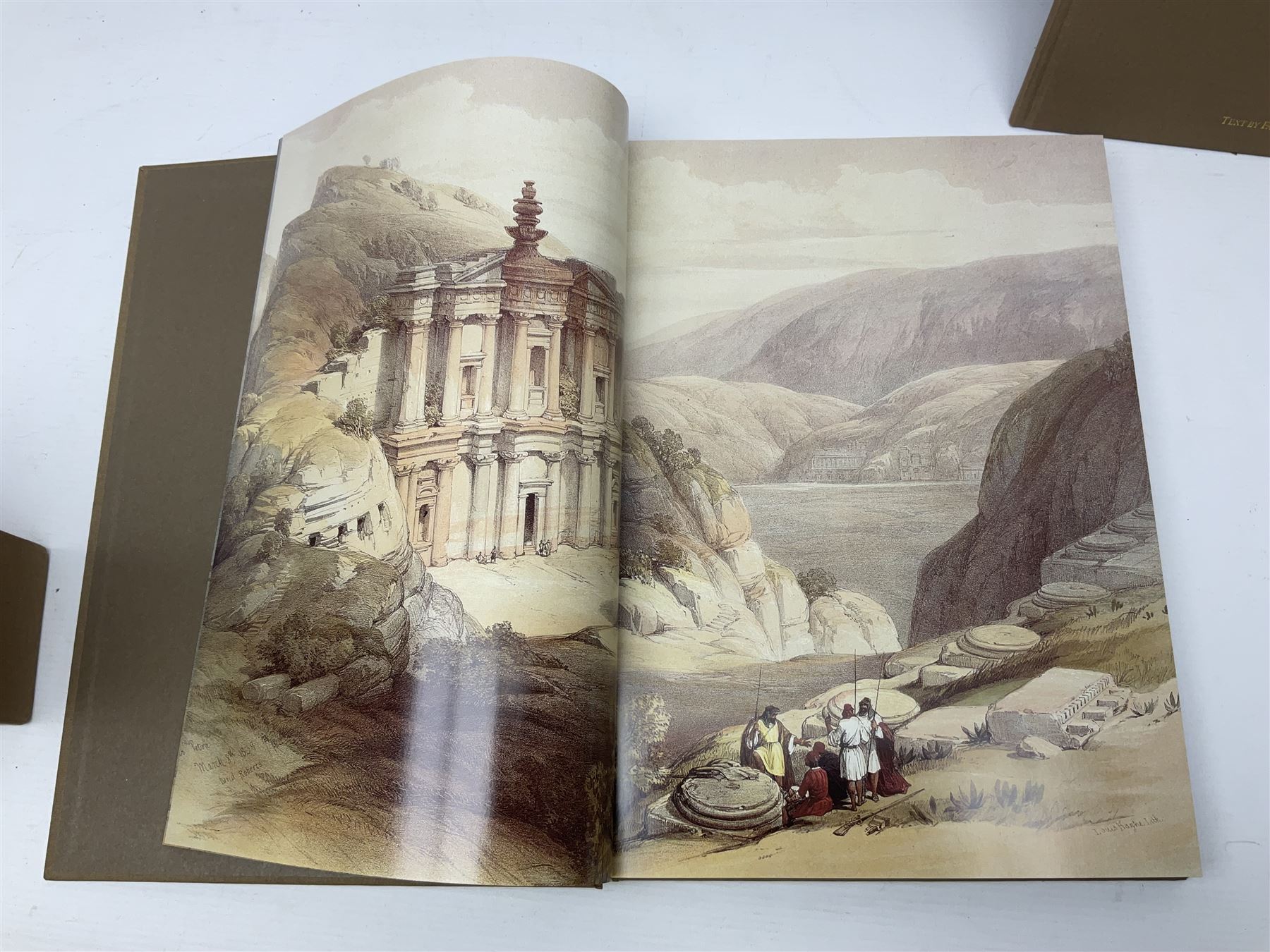Three volumes on David Roberts in a single slip case, comprising The Life, Works and Travels of David Roberts, The Holy Land and Egypt & Nubia