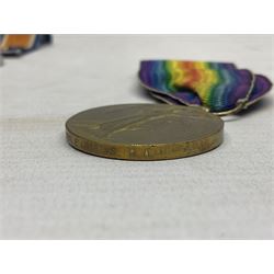 WW1 group of three medals comprising British War Medal, 1914-15 Star and Victory Medal awarded to 61813 Bmbr. E. Robbins R.F.A./R.A.; with ribbons