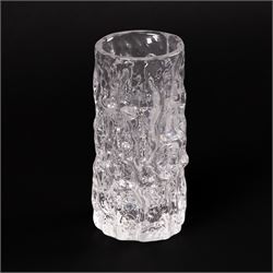 Geoffrey Baxter Whitefriars clear Tree bark vase, H15cm