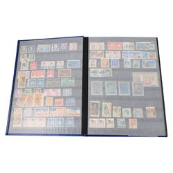 Great British and World coins and stamps, including USA 1984 stamp and cover collection, 'America Remembers the World at War' first day cover collection, numerous pre-decimal coins, etc, in one box