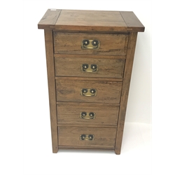  Barker & Stonehouse Frontier Range mango wood pedestal chest, five drawers, stile supports, W61cm, H106cm, D41cm  