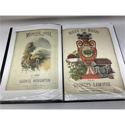 Albums of Victorian and later sheet music covers relating to flowers to include The Rose Queen, Waltz of the Wild Flowers, Those blooming roses, Songs of the Season and many others
