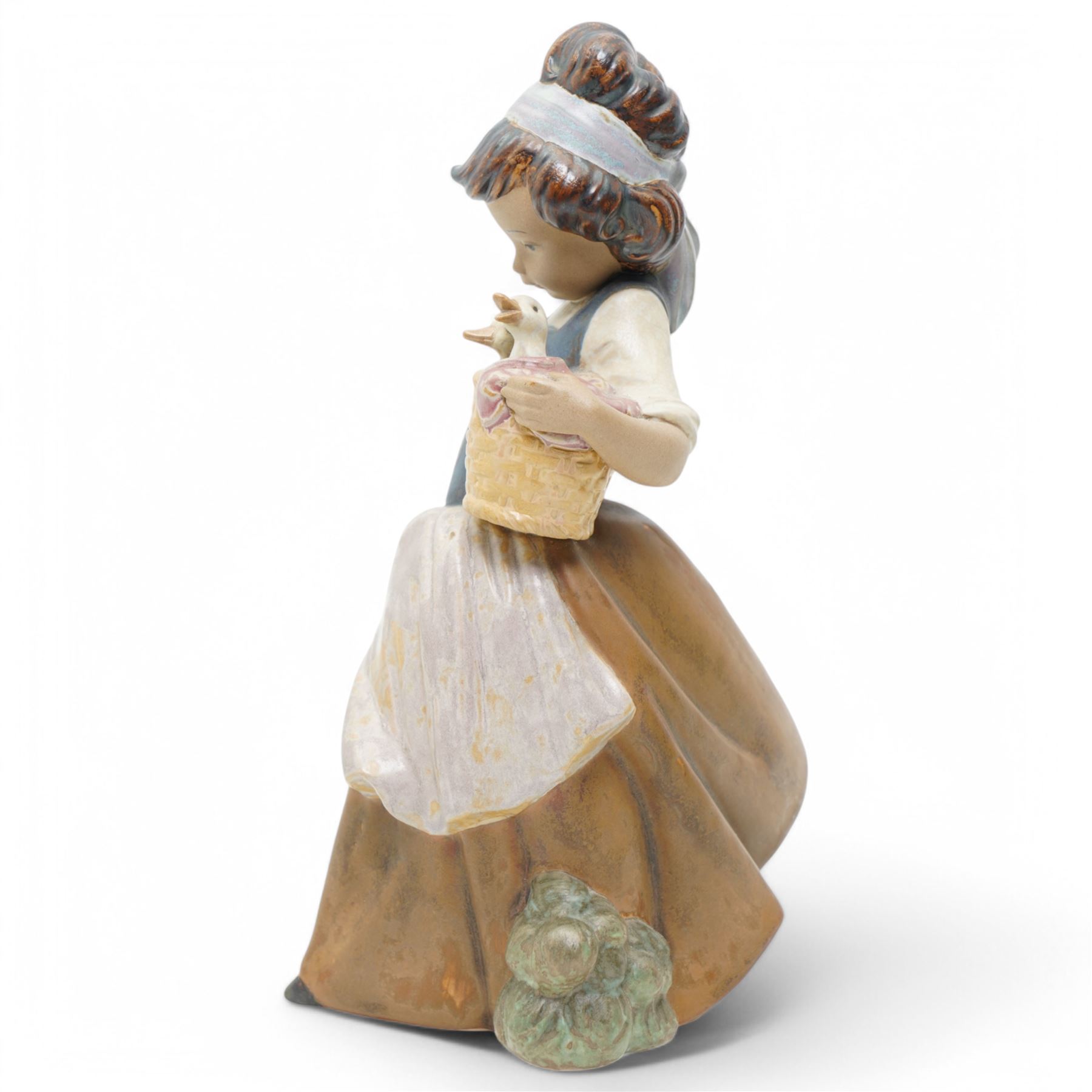 Two Lladro Gres figures, comprising Girl with Two Pails and Girl with Ducks, largest H25cm 
