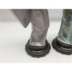 Three Lladro Japanese figures, comprising Sayonara no. 4989, Chrysanthemum no. 4990 and Madame Butterfly no. 4991, largest H30cm