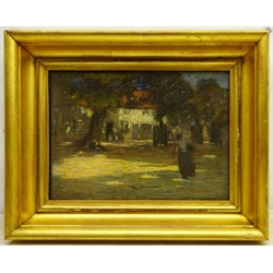 Mark Senior (Staithes Group 1862-1927): Village Cottages in Dappled Sunlight, pastel signed 26cm x 36cm