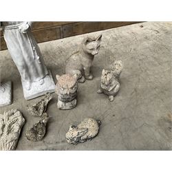 Large collection of cast stone figures and animals (16)