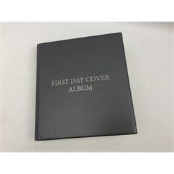 Seventy-five Royal Mail book of stamps, including 'The Story of Beatrix Potter', 'Microcosmos', 'Across The Universe', 'A Perfect Coronation', 'The Bronte Sisters', 'Battle of Trafalgar Death of Nelson' etc, housed in a ring binder album