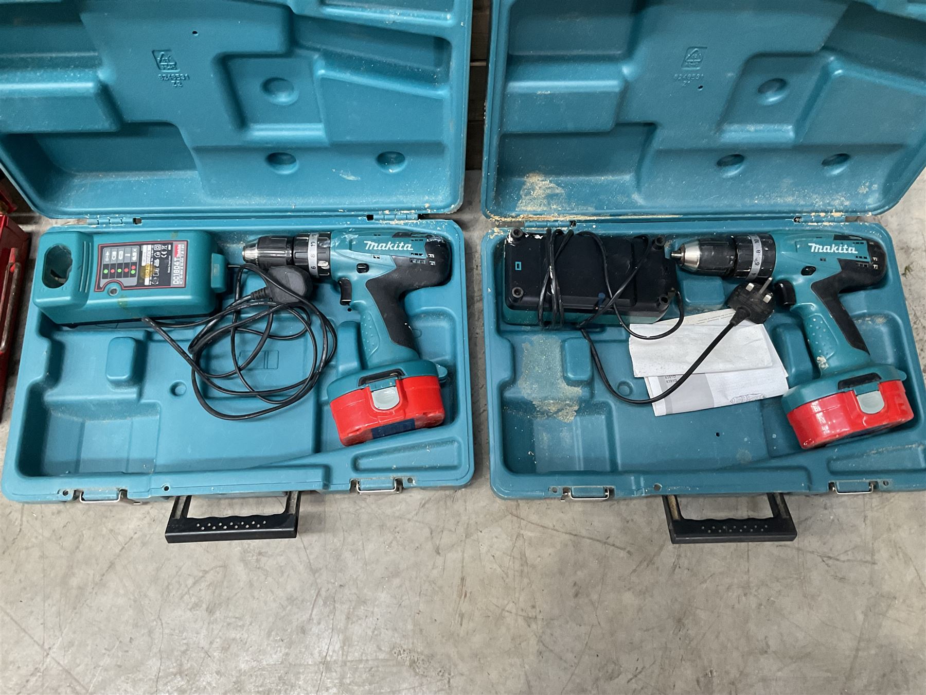 Two Britool socket sets, and two Makita drills