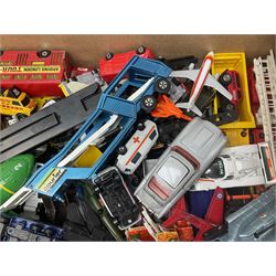 Various makers - large quantity of unboxed predominantly die-cast models by Corgi, Lledo, Matchbox, Majorette, Tomica etc including TV & film related, commercial, cars, aircraft, military etc