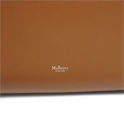 Mulberry - Iris Flat Stud handbag in Teak leather, the structured body with twin top handles and removable shoulder strap, polished silver-tone flat stud detailing and central ring hardware, opening with rolled top bars, with original Mulberry product tag, care booklet and dust bag, unused