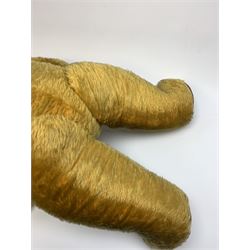 Very large Irish Tara bear c1950s with plush covered body, swivel jointed head with glass eyes and vertically stitched nose and mouth, jointed limbs with rexine pads and growler mechanism H37