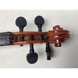 Stentor Student violin with 36cm two-piece back and spruce top, bears label 'The Stentor Student II No.1117807' L59cm; and another similar student's violin by Palatino (2)