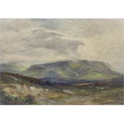 John Spence Ingall (Staithes Group 1850-1936): Misty Moorland, watercolour signed, with a similar painting verso (within frame) 26cm x 38cm