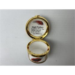 Royal Worcester porcelain pill box from The Connoisseur Collection, Flight Feathers, boxed