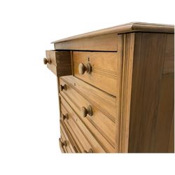 Victorian satin walnut chest, moulded rectangular top over two short and three long drawers, plinth base
