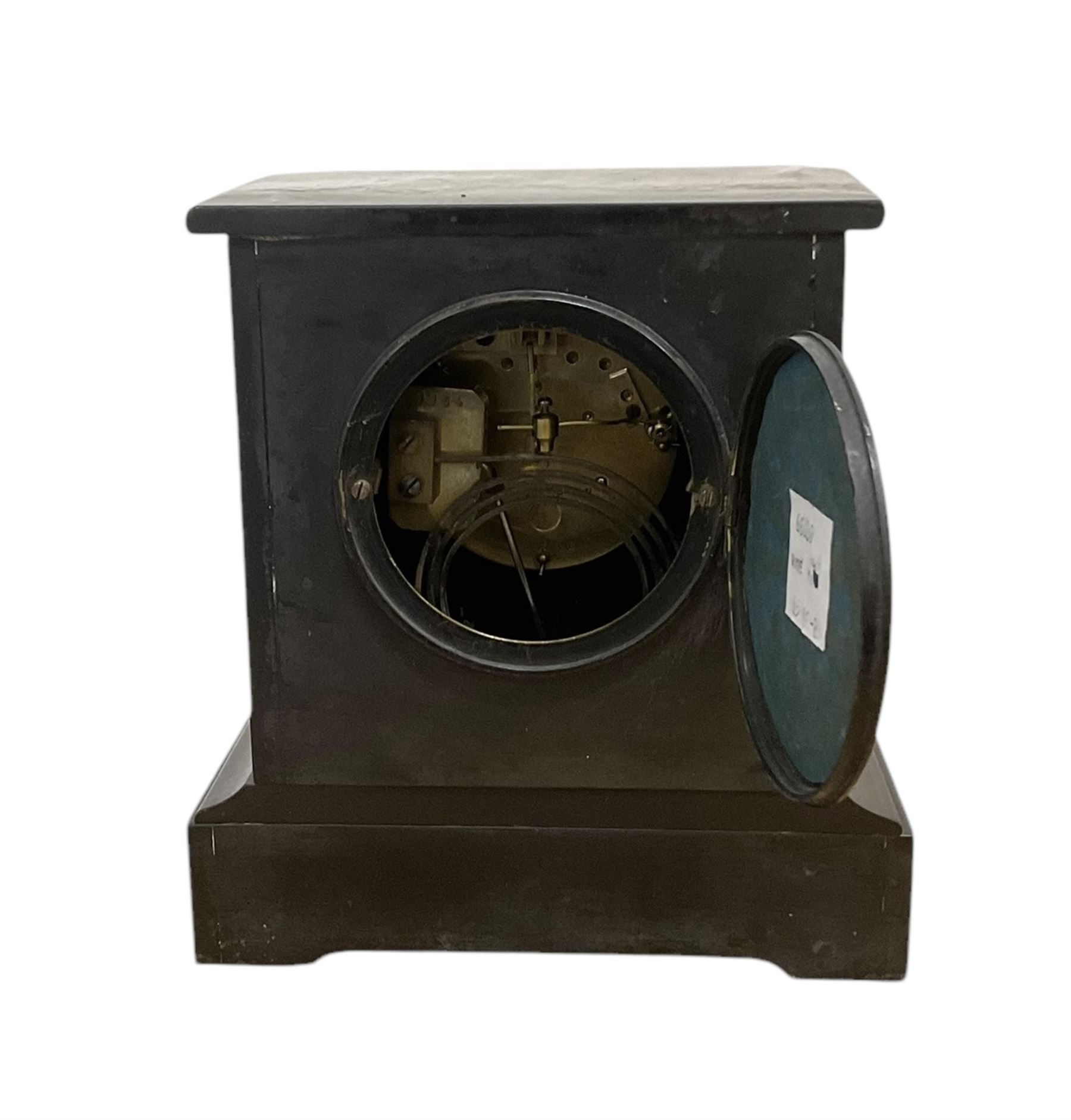 French- marble and slate mantle clock c1880 striking the hours and half hours on a gong. With pendulum.