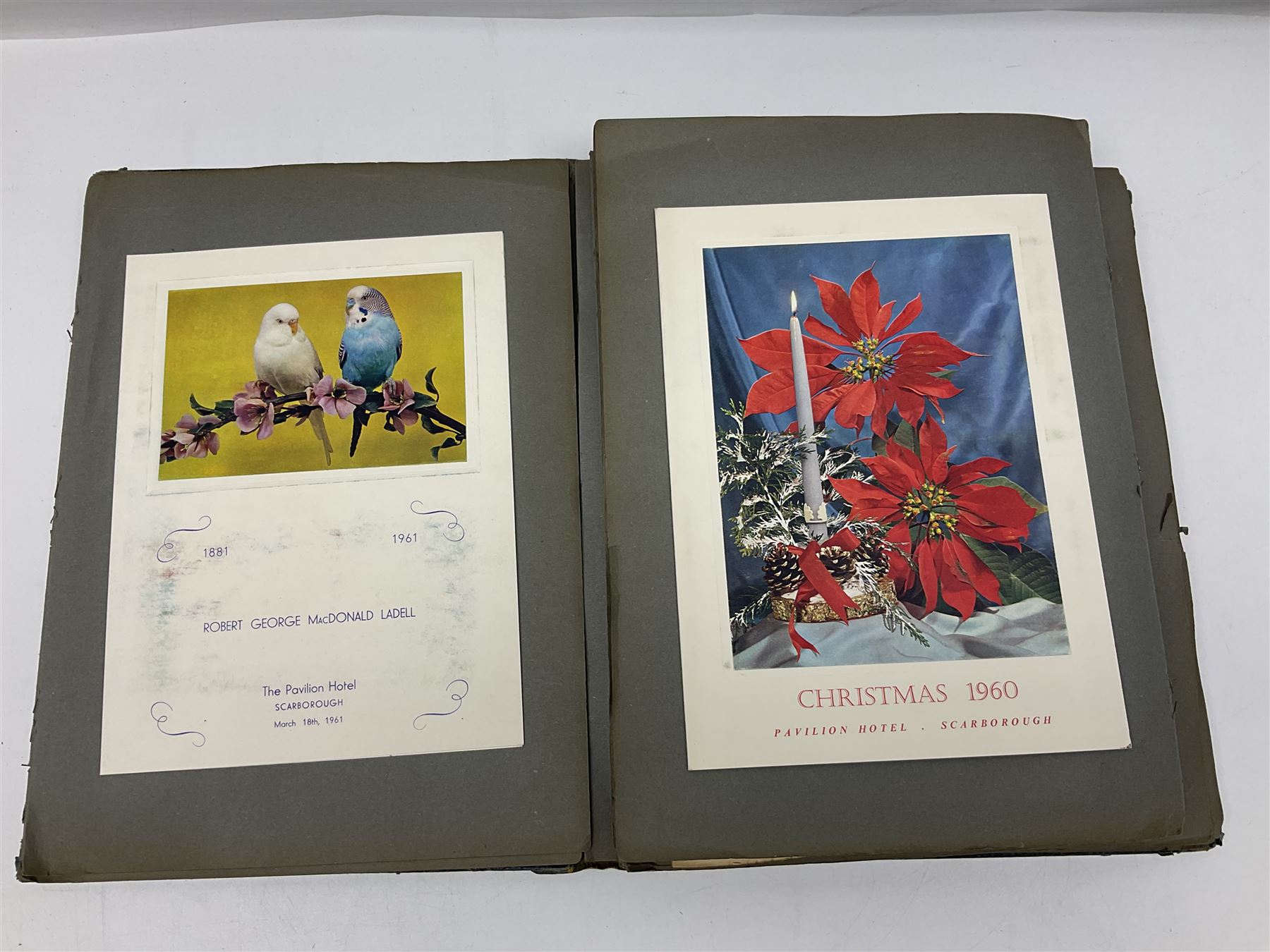 Local history - menus from the Pavilion Hotel, Scarborough, housed in two albums, 1930s and later 