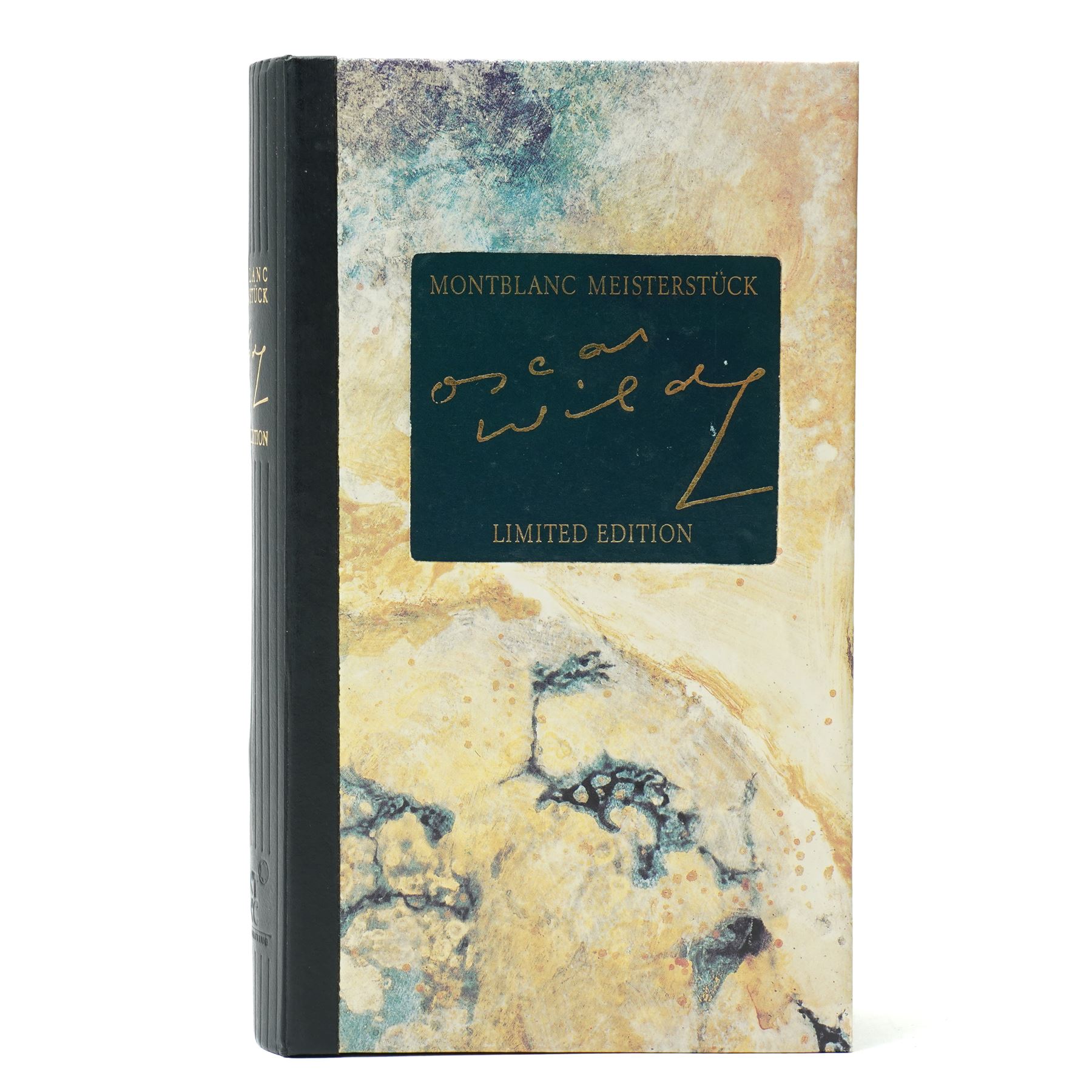 Montblanc Meisterstück Oscar Wilde limited edition fountain pen, black resin cap and barrel with marbled ivory and black patterned lower barrel and gold-plated fittings, the cap signed with Oscar Wilde facsimile and surmounted by the white star emblem, fitted with a medium 18K (750) gold nib engraved 4810, 1994 and MONTBLANC, model no. 28616, presented in original lined fitted case in the form of a book with outer box