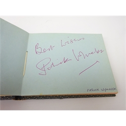  1960's autograph album containing the signatures of Sean Connery, The Spinners, Dusty Springfield, Patrick Wymark, Dave Allen, Freddie Davis, Ronnie Carroll, Arthur Mullard, Kenny Lynch, Arthur Askey, Anne Hart, Mary Hopkins, Ronnie Corbett, Malcolm Roberts, David Nixon, The Bachelors and others. Provenance: The vendors relative acquired the signatures at Elm Street Studios where he worked during the 1960's  