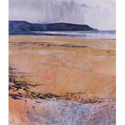 Kurt Jackson (British 1961-): 'Widemouth Bay II', mixed media signed and dated May '88, ti...
