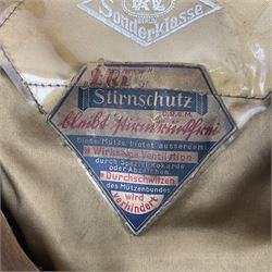 WW2 German Infantry Officer's visor cap with cloth insignia; labelled and stamped Offizier Kleiderkasse Berlin and Erel Stirnschutz