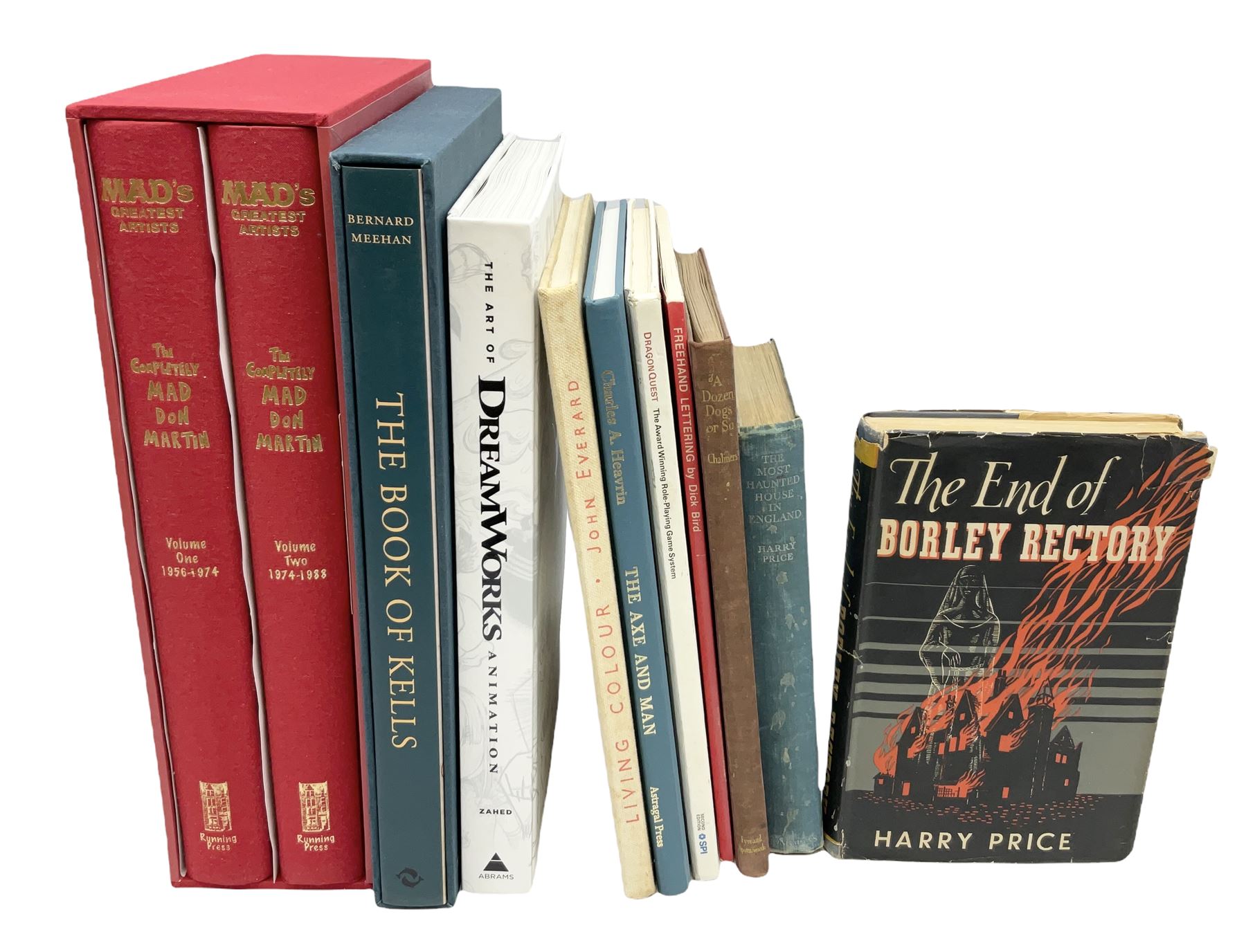 Mad's Greatest Artists - The Completely Mad Don Martin. Published by Running Press. Two volumes in slip case; Meehan Bernard: The Book of Kells. Published by Thames Hudson in slip case; Chalmers Patrick R.: 'A Dozen Dogs Or So'. 1928. Illustrated by Cecil Aldin. Limited edition No.184/250 signed by the author and Aldin; and seven other books