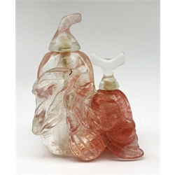 A Chinese rock crystal snuff bottle, modelled as two gourds, H7.5cm. 