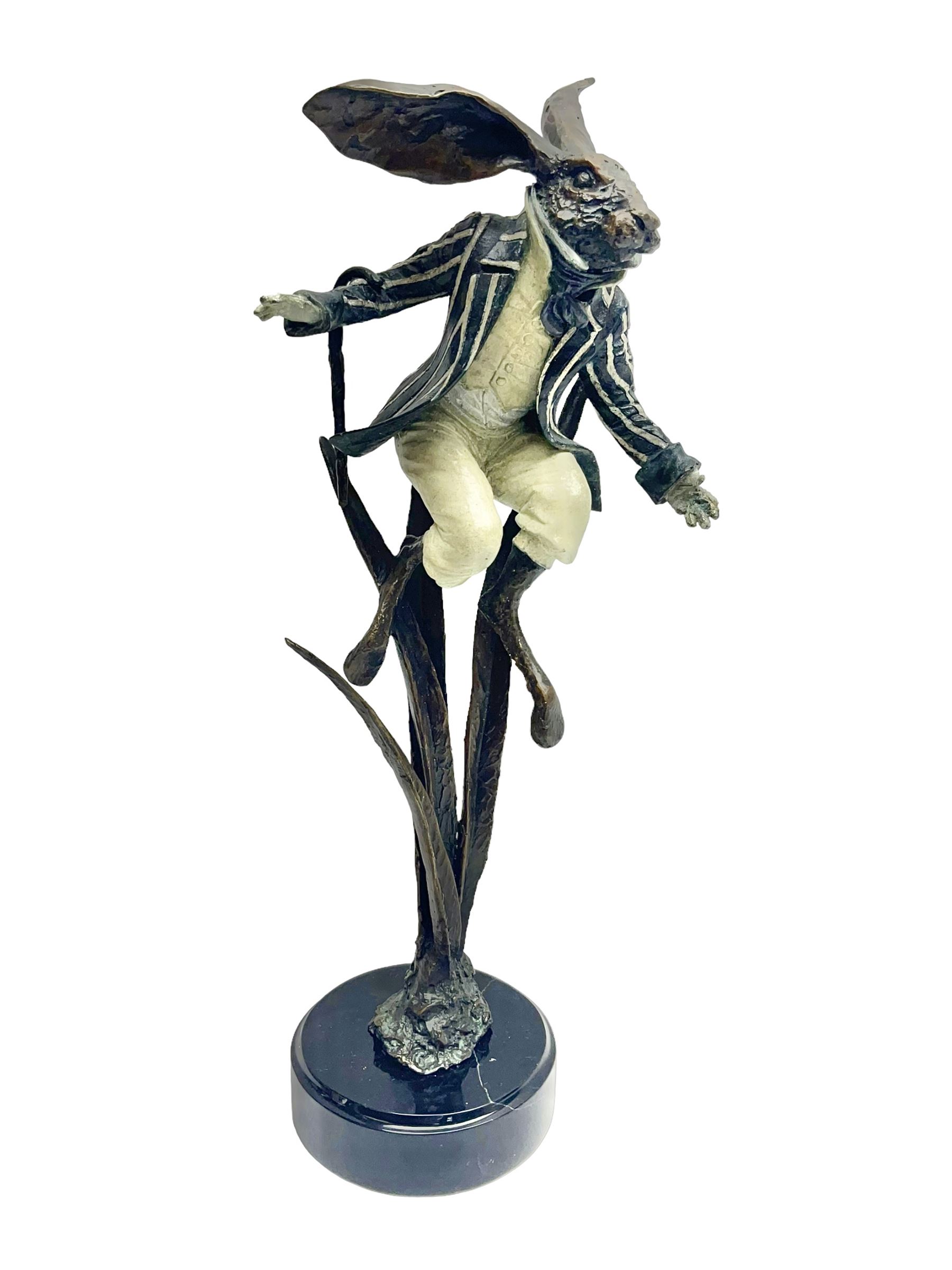 Rachel Talbot (British 1980-), Water Meadow Merriment, limited edition bronze sculpture, modelled as a hare in boating attire, upon a polished marble base, H37cm