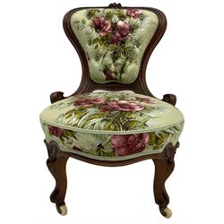 Victorian walnut framed nursing chair, s