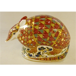  Royal Crown Derby paperweight, 'armadillo', boxed, with gold stopper  