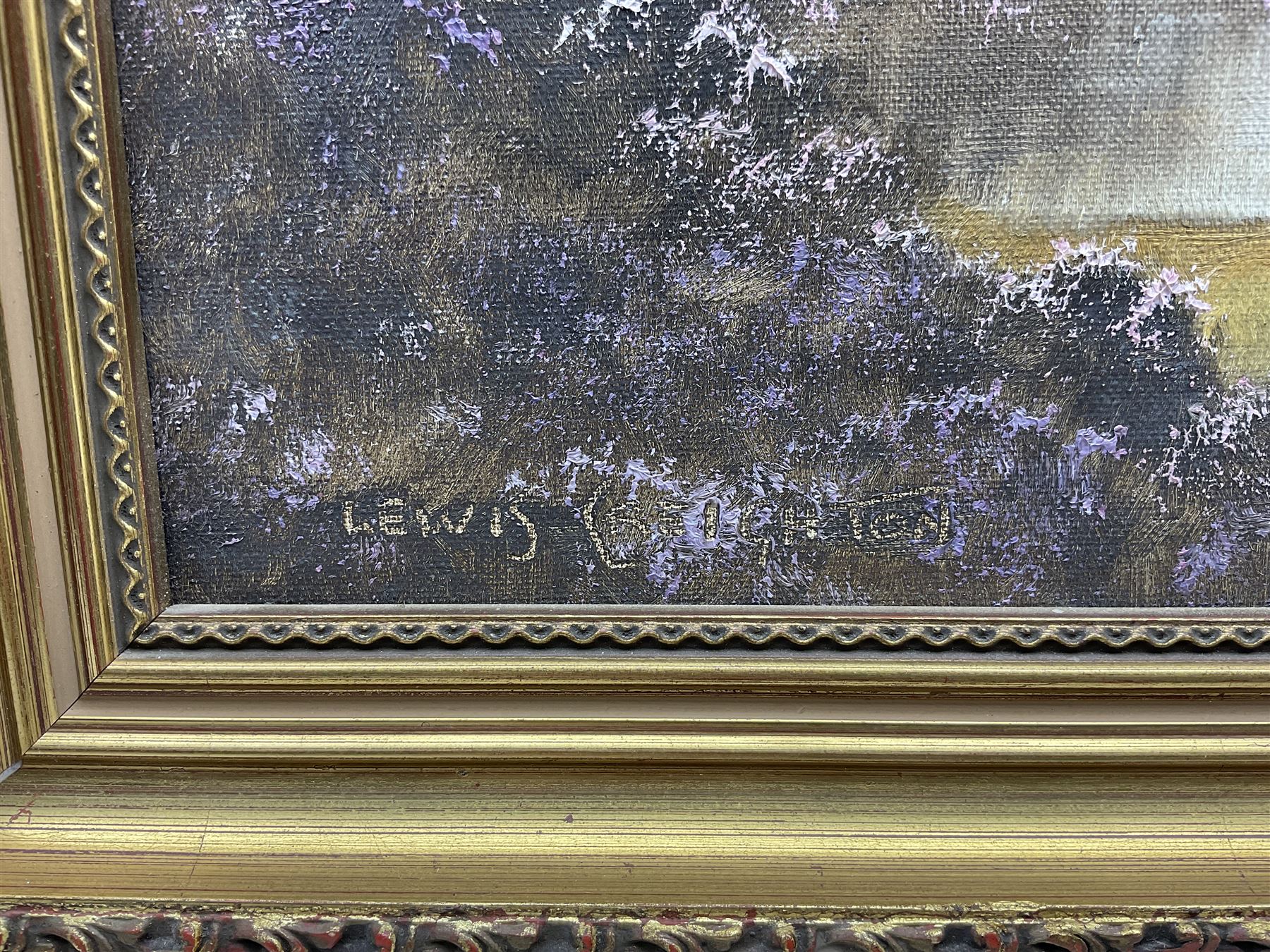 Lewis Creighton (British 1918-1996): Sheep on the Moors, oil on board signed 39cm x 50cm