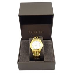 Gucci gentleman's gold-plated and stainless steel wristwatch, model No. 5400M, serial No. 0025786, boxed
