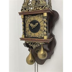 Late 20th century Dutch style figural wall clock in walnut case