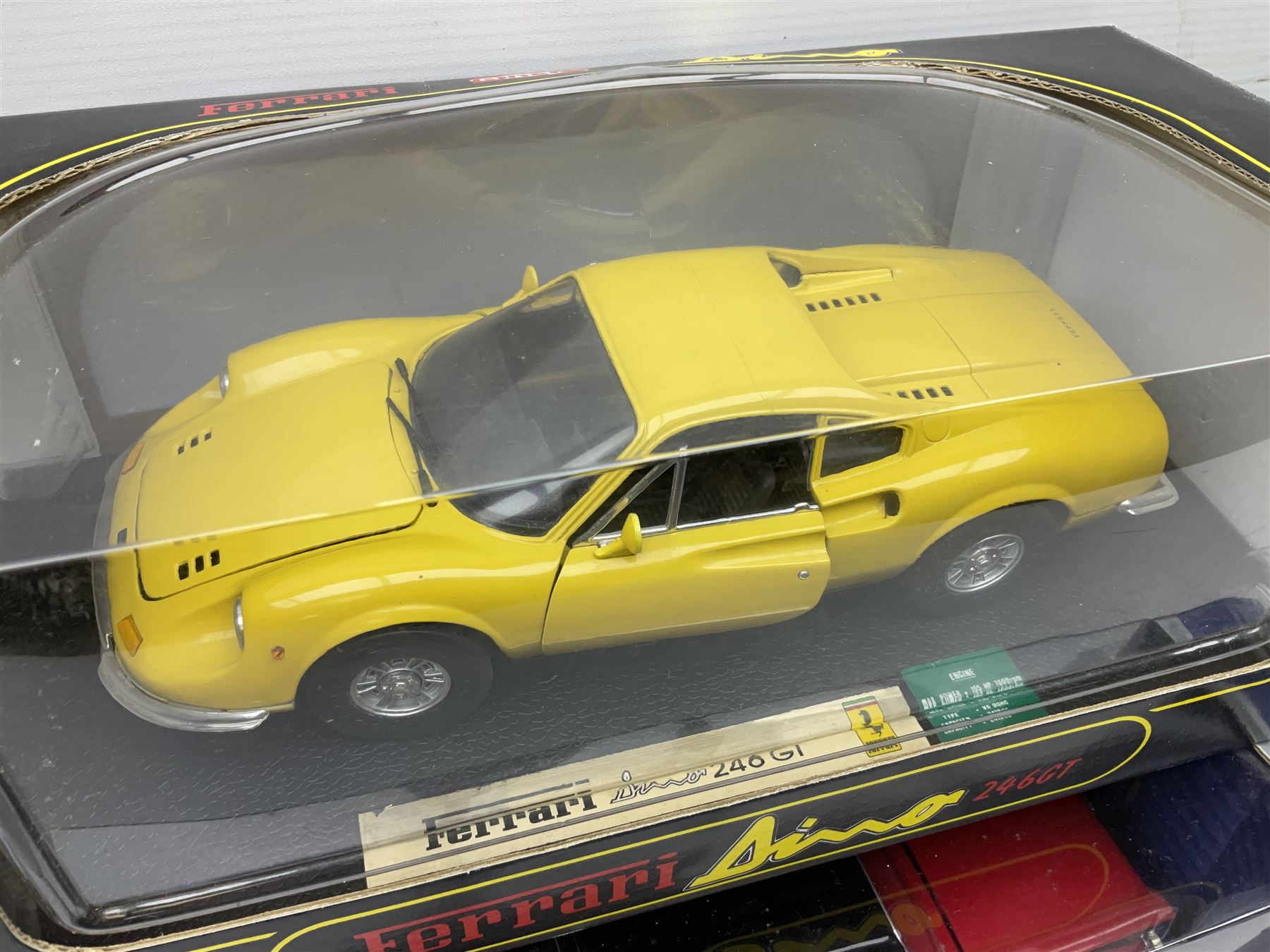 Five Anson 1:18 scale models - limited edition Cadillac Escalade 2002; Dodge Ram 3500; 1963 Ford Thunderbird; Saab 900 Turbo Cabriolet; and Ferrari Dino 246GT; all boxed (5)