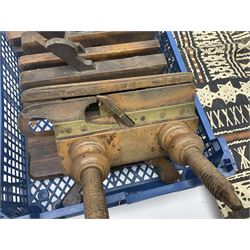 The Adaptable Hot Water Bottle & Bed Warmer made at Old Fulham Pottery, together with six vintage woodworking planes