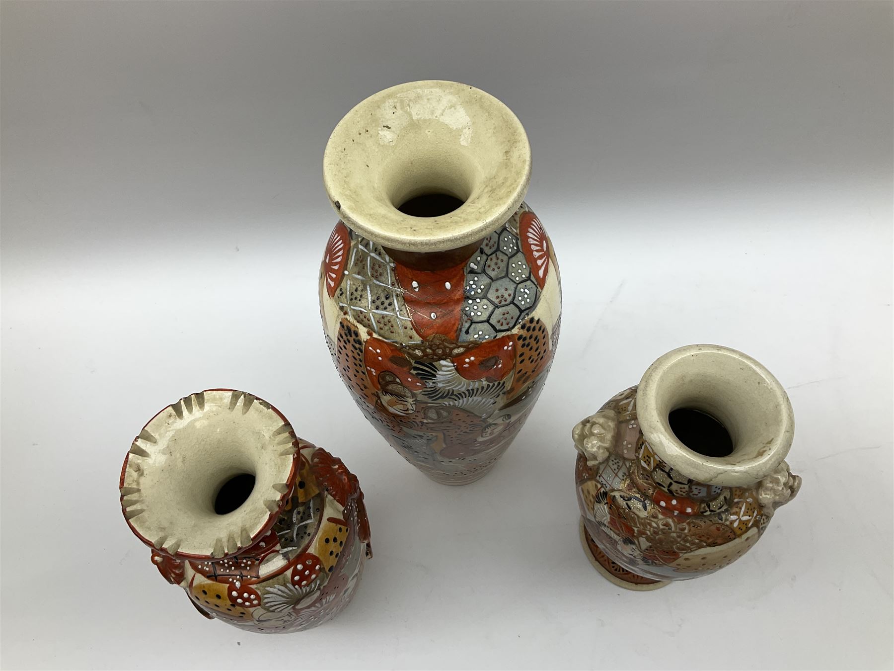 Collection of mostly Oriental ceramics, to include three 20th century Japanese Satsuma vases, two Japanese Imari plates, etc. 