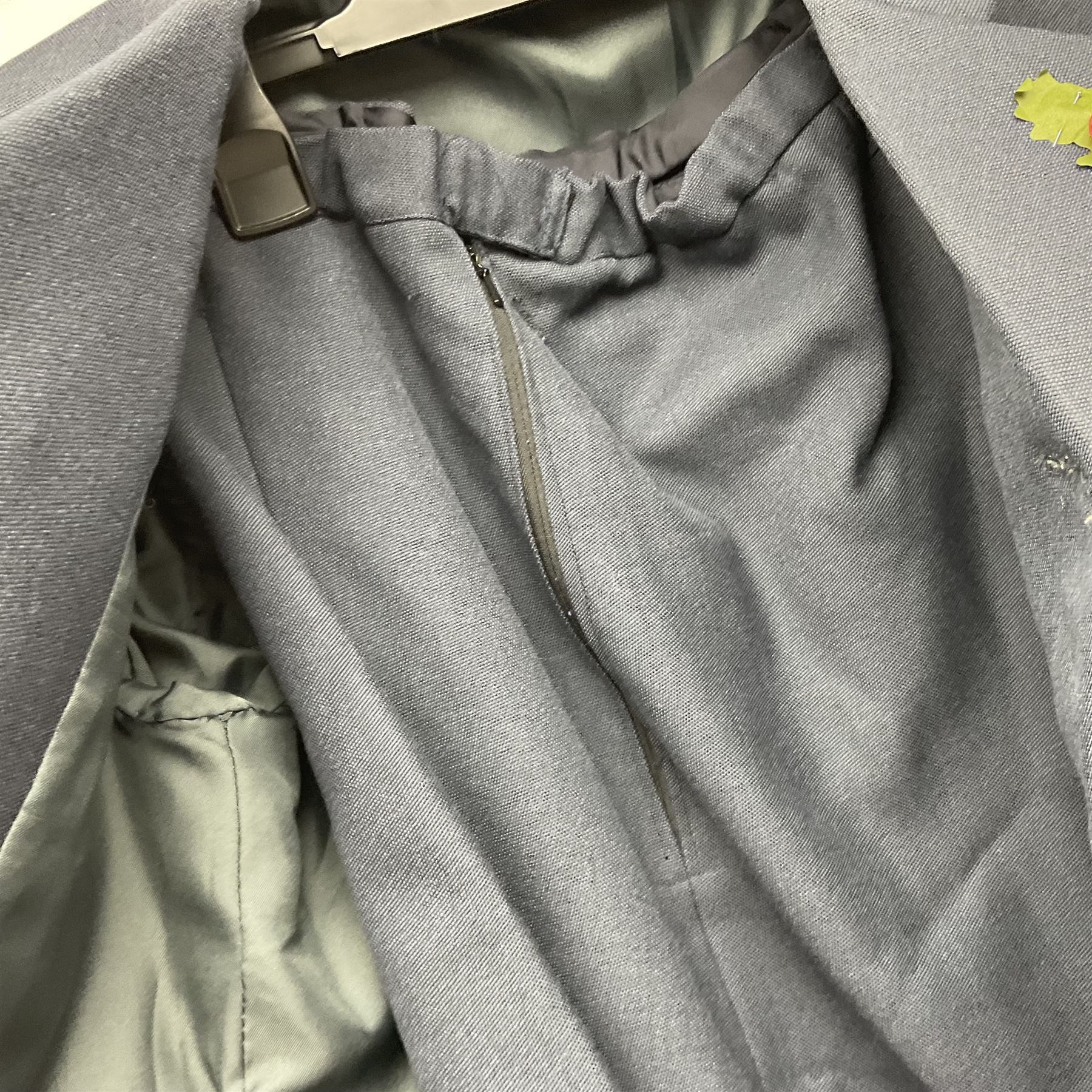 Two post-WWII British Army No.2 Dress tunics, one with Green Howards buttons; army shirt dated 1951; Royal Fleet Auxilliary jacket with trousers; three RAF/WAAF uniforms and RAF Greatcoat; and three canvas/webbing bags, two dated 1943 & 1945