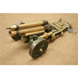  Handcrafted brass and steel model of a Field Gun 49cm barrel, 96cm overall  