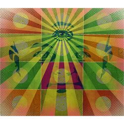 J Bramwell Slingsby (Northern British 20th century): 'Woke' - Optical Art, abstract mixed ...