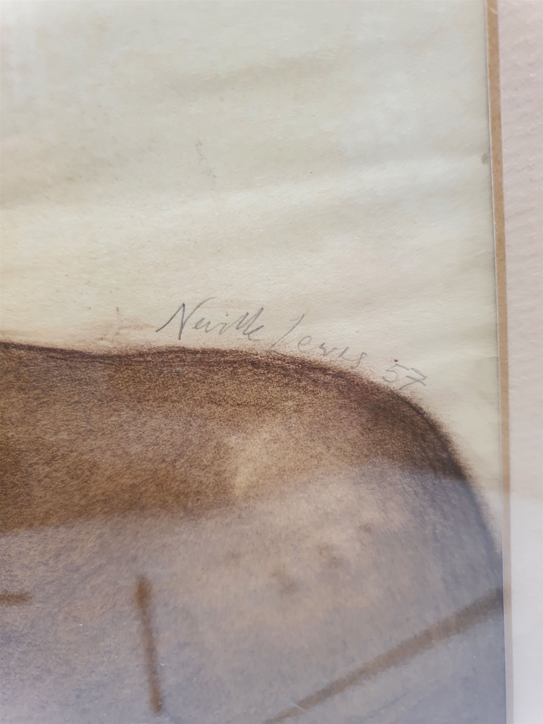 Alfred Neville Lewis (South African 1895-1972): Bust Portrait of a Nude Girl, watercolour and crayon signed and dated '57, 46cm x 37cm