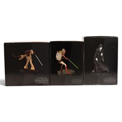 Three limited edition Gentle Giant Star Wars Animated Maquettes, comprising Emperor Palpatine, Clone Wars Roron Corobb and Clone Wars Ahsoka Tano with Rotta, all boxed 