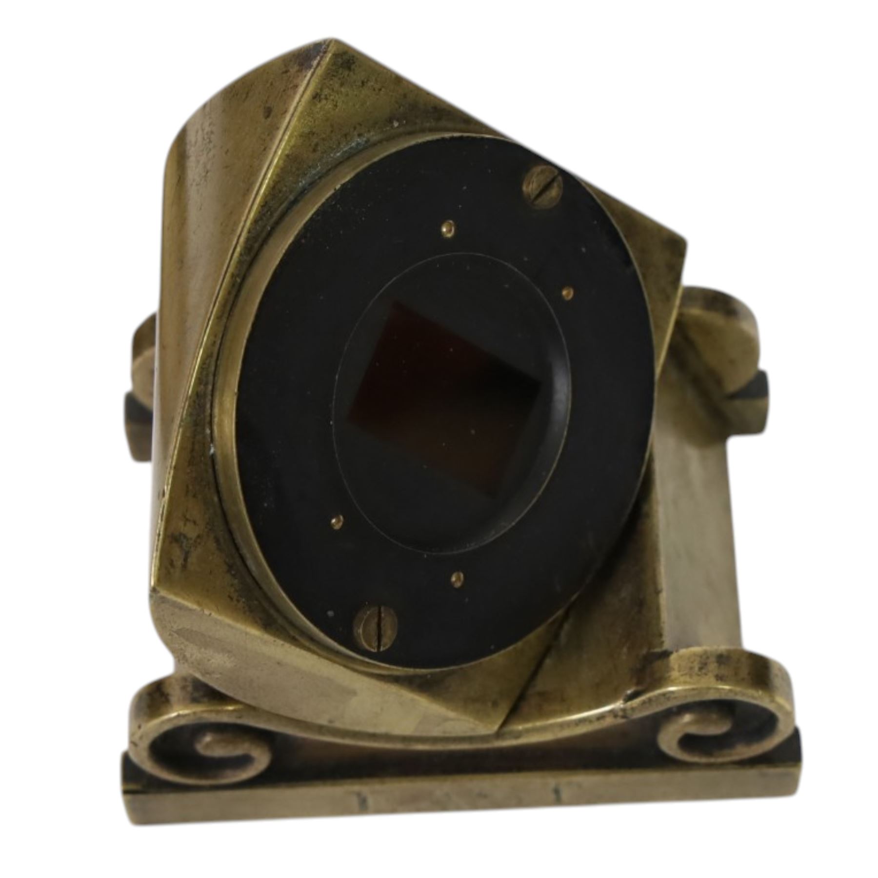 Mid 19th century brass dipleidoscope by E.J.Dent, the screw cap inscribed 'Dent's Patent Meridian Instrument 61 Strand & 34 & 35 Royal Exchange London', with 'East' engraved to on side and 'E.J.Dent Patentee 732' to the other, H8cm