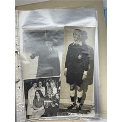 Collection of football memorabilia belonging and relating to the Hull based referee Frank Coultas, including 9ct gold Referee's medal for the 1957 Aston Villa v Manchester United FA Cup Final, inscribed 'The Football Association, F.B Coultas, F.A. Challenge Cup Competition, Final Tie 1957', hallmarked and in original case; the kit worn by him to referee the 1957 FA Cup Final and ephemera relating to the match including photographs, programmes and tickets; together with other football memorabilia collected by Frank Coultas, including programmes, photograph and ticket stubs, with some items relating to the 'Busby Babes'